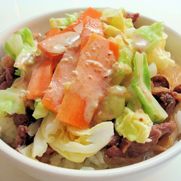 ごまだれ★春キャベツ牛丼~♪